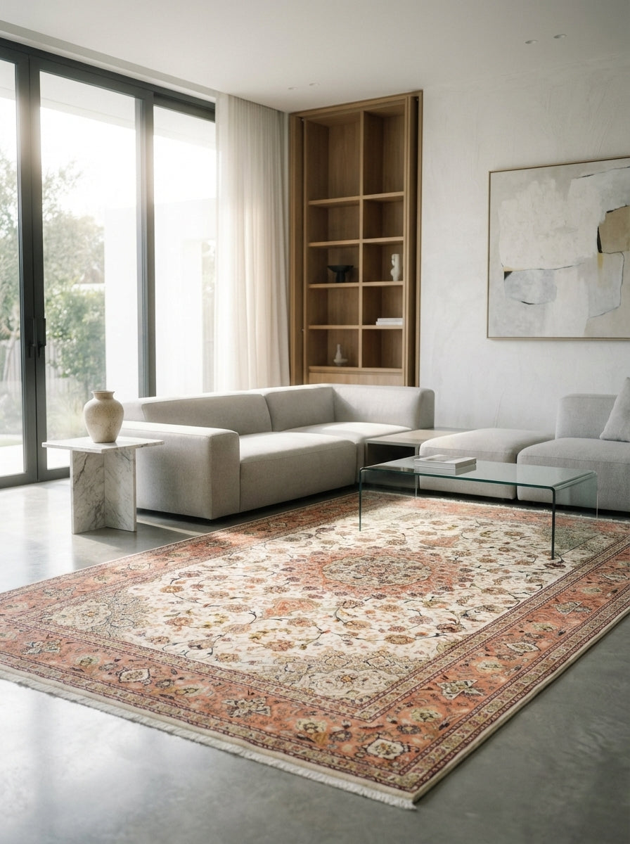 Tappeto Persiano Tabriz 60R in lana con inserti in seta