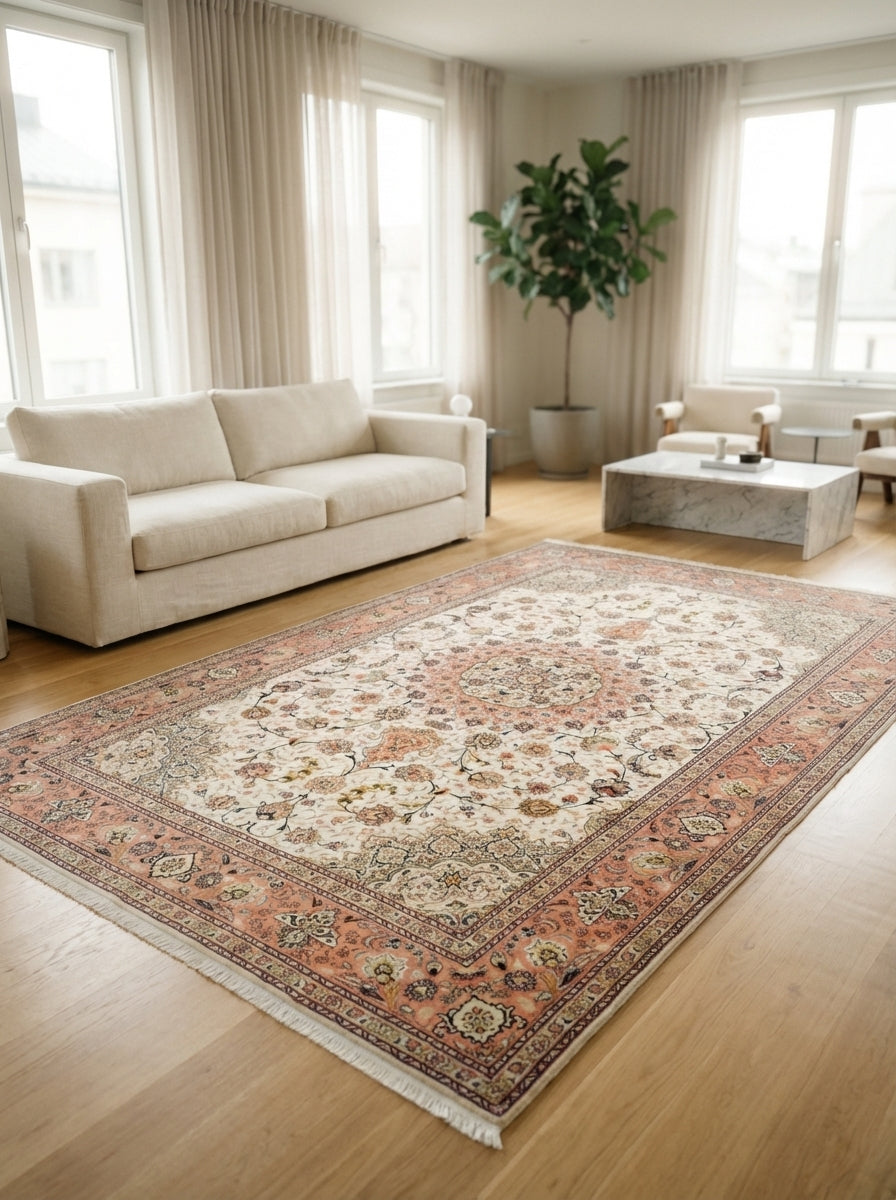 Tappeto Persiano Tabriz 60R in lana con inserti in seta