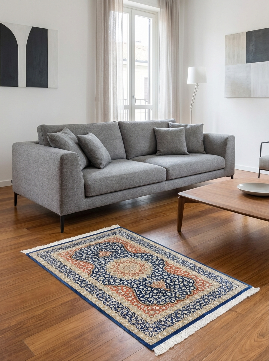 Tappeto persiano Qum seta extra fine