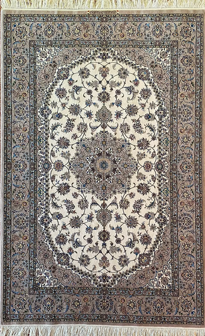 Tappeto Nain 6L extra fine in lana Kork e seta