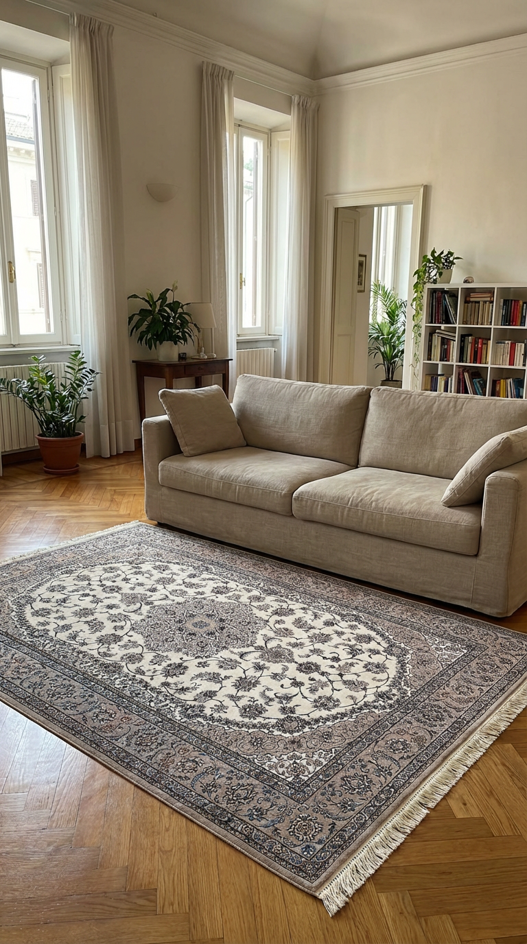 Tappeto Nain 6L extra fine in lana Kork e seta