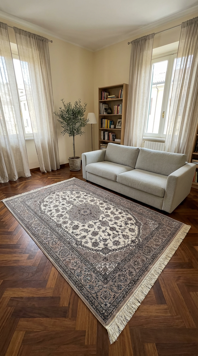 Tappeto Nain 6L extra fine in lana Kork e seta