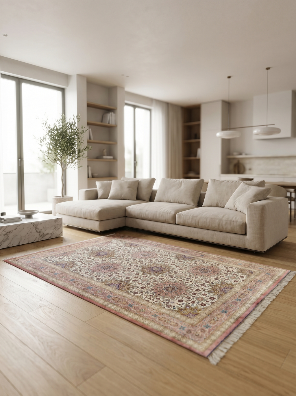 Tappeto Persiano Qum in Seta Extra Fine — Disegno Stellare