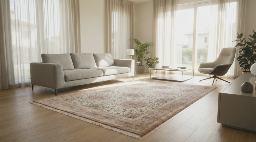 Tappeto Persiano Qum in Seta Extra Fine — Disegno Stellare